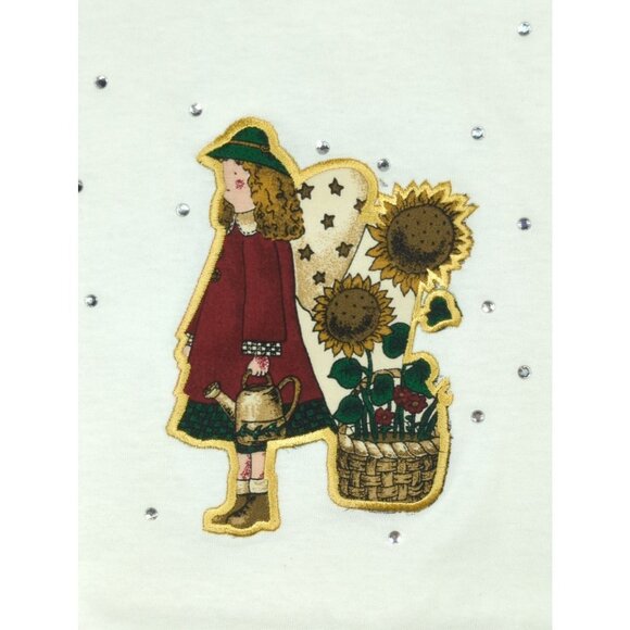 Quacker Factory Size M Womens Gardening Angels Rhinestone T Shirt NEW QVC Vtg - Picture 2 of 8